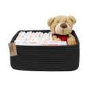 COMFY-HOMI 11.5"x7.5"x4.7" Storage Baskets for Organizing | Cotton Rope Woven Basket | Toy Storage Bin Box | Basket for Shelves, Closet Organizer Bin, Decorative Closet Shelf, 1 Pack all black