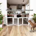 ZJSF Freestanding Dog Fence Indoor, Foldable Dog Gate for Doorways, Stairs or Hallways, Sturdy Wood Extra Wide Pet Gate with Support Feet for The House, White, 24 "Height-6 Panels