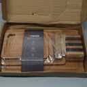 Astercook Deep-Carbonized Bamboo Cutting Boards for Kitchen with Wood Storage Stand, Reversible Charcuterie & Chopping Boards with Juice Grooves and Easy-Grip Handles, Knife-Friendly, Kitchen Gift