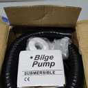12v 1100GPH Boat Bilge Water Pump, 1-1/8 Inch Dia Boat Bilge Pump Hose Kit, 6.5 FT Kink-Free PVC Hose, 2 Stainless Steel Clamps and ABS Thru-Hull Fitting (Five-Piece)
