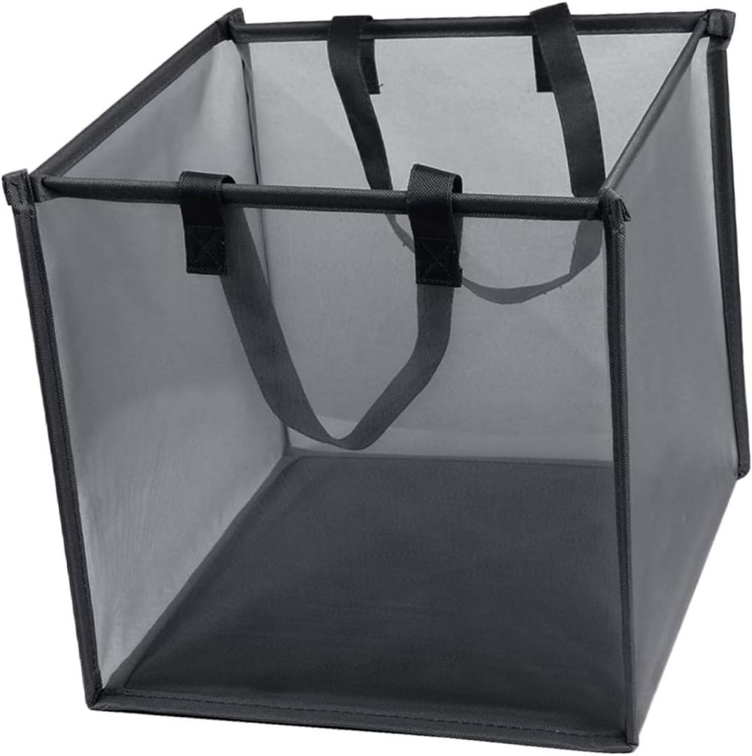 Mesh Laundry Hamper Handle Portable Laundry Basket for Clothes Toys and Blankets Breathable Design Material for Home Dorm and Travel (Black)