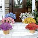 20 Bundles Artificial Flowers for Outdoors, UV Resistant Fake Realistic Flowers with Plastic Plants Spring Decor, Faux Silk Flowers for Outside Window Box Front Porch Planter Decor-Purple