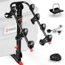 Forwode 4 Bike Hitch Mount Rack, Tiltable Foldable Bicycle Carrier Wobble Free Locking Hitch Quick Release 2-Inch Receiver Black (C-Upgraded version, 4Bike)