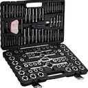 Anfrere 116pcs Tap and Die Set in SAE & Metric Sizes, Standard Tap Set and Die Tool Set for Threading and Rethreading Internal and External Threads, M3-M18 Thread Repair Kit