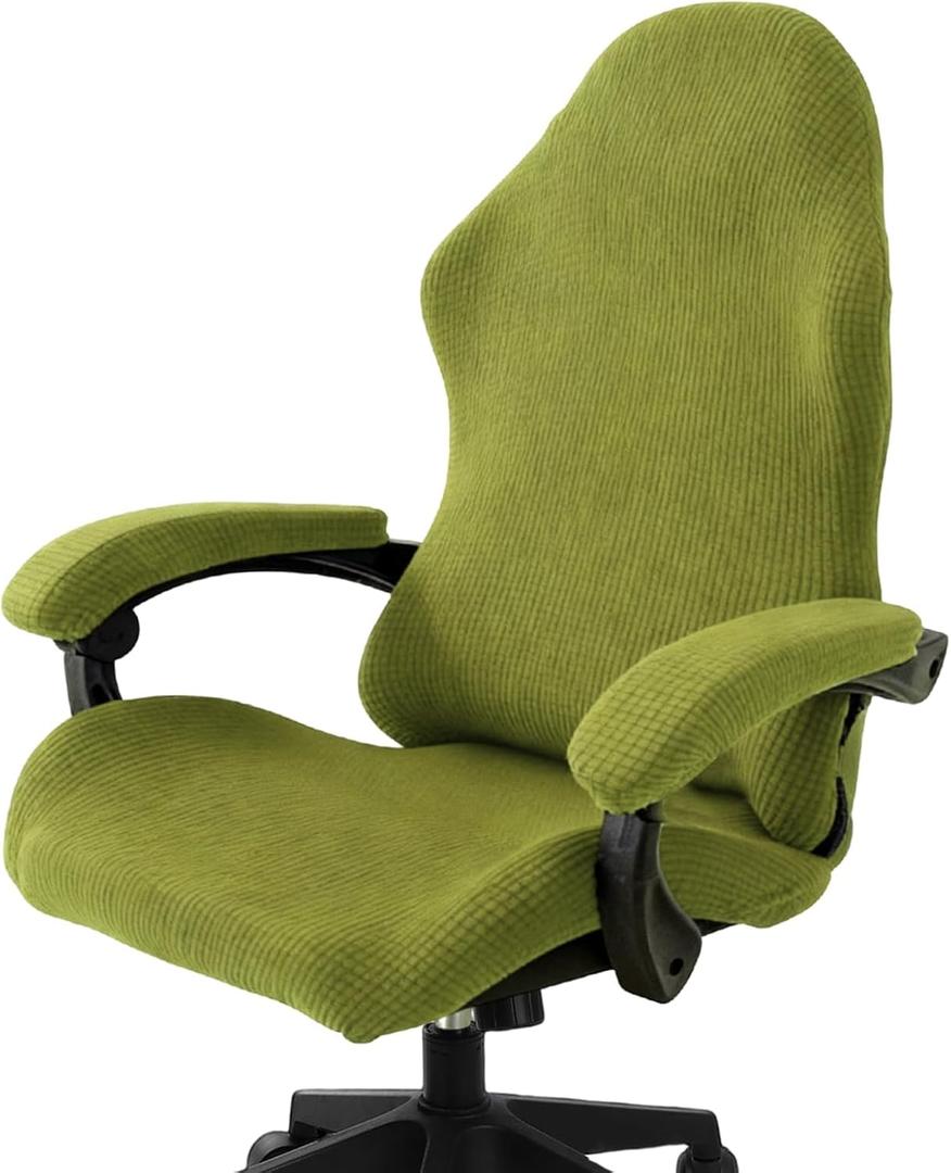PATIKIL 1 Set Office Chair Cover, Desk Chair Cover Stretchable Universal Computer Seat Slipcover Large with Armrest Covers Zipper for Rolling Office Chairs Home Desk Seat, Green