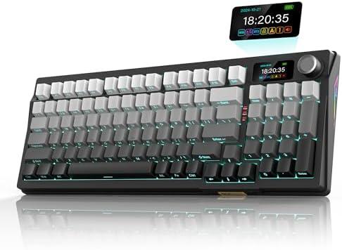 Amazon.com: RedThunder K95 Wireless Mechanical Keyboard,TFT Screen & Knob, Trip-Modes Connection, Gasket Custom Hot-Swap Keyboard, RGB Backlit, Pre-lubed Linear Switches, Side Printed PBT Keycaps, Gray Gradient : Electronics