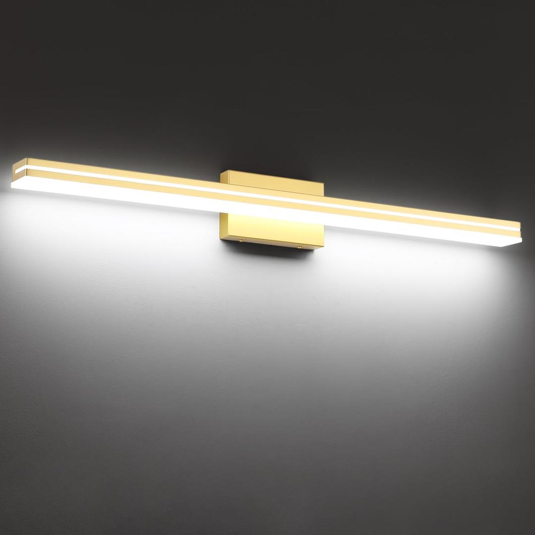 SineRise 40-Inch LED Modern Bathroom Vanity Light Bar, Gold Modern Acrylic Bathroom Wall Lighting Fixtures Over Mirror (Cool White 6000K)