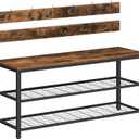 HOOBRO Hall Tree with Bench, Coat Rack Shoe Bench Set, Entryway Shoe Rack with Coat Hooks, Hall Tree, 39.4" L x 11.8" W x 18.1" H, Industrial, for Front Door, Rustic Brown BF071MT01G1