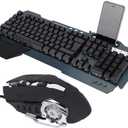 USB Wired Keyboard Mouse Set, Multi-Functional Backlight Mechanical Ergonomic Gaming Keyboard & Adjustment DPI Optical Mouse Comb for Desktop, Computer, PC