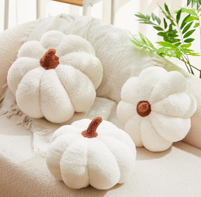 3 Pieces Stuffed Pumpkin Pillow Fluffy Plush 3D Pumpkin