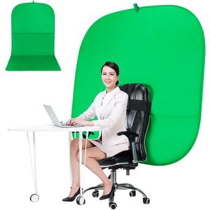 Portable Green Screen Chair, 59 in Greenscreen Backdrop with Stand Double Sided Foldable Green Background, Chroma Key, for Video Chats and Meetings, Photography, Photo Zoom, Streaming Games