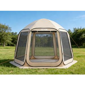 Pop Up Screen House Tent VEVOR 10 x 9.2 FT Pop-Up Screen Room with Awning, Portable Screen Tent Gazebo for 4–8 Person, Instant Screen Canopy with Carry Bag for Patio Backyard Camping
