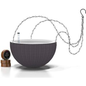GARDENIX DECOR 11'' Self Watering Hanging planters for Indoor Plants - Flower Pot with Water Level Indicator for Plants, Hanging pots - Self Watering Planter Plant Pot-Coco Coir - Round 1 Pack - Gray