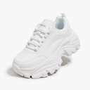 K KIP WOK Chunky Sneakers for Women Fashion Platform White Leather Casual Dad Shoes Comfortable Wedge Walking Sport Sneakers, Size: 8