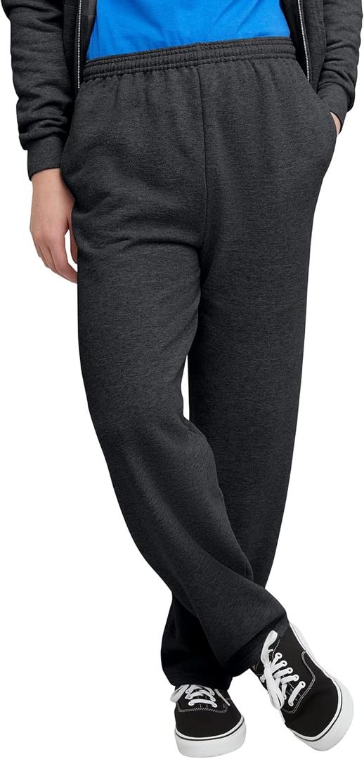 Hanes, EcoSmart Fleece Sweats for Men, Open Bottom Sweatpants, 30.5" (Large, Charcoal Heather)