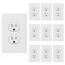 ELEGRP 15 Amp 125V Duplex Receptacle Outlets, Standard Electrical Wall Outlet, TR Tamper Resistant, Self-Grounding, Residential Grade, Mid Outlet Covers Included, UL Listed, Matte White, 10 Pack