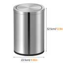 Mbillion Small Trash Can with Swing Lid 4 Gallons/15 Liter, Mini Trash Can with lid, Stainless Steel Cylindrical Garbage Can for Home and Office, for Ground and Desktop(Brushed Silver)