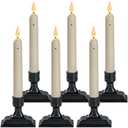 Homemory  12 Pcs Window Candles with Sensor Dusk to Dawn, Ivory Electric Window Candle Flickering, Christmas Fake Candles Battery Operated, Led Candlesticks with Black Holders for Xmas Holiday Decor