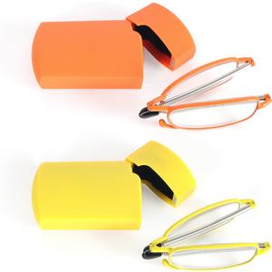 2 Pack Folding Reading Glasses Stainless Steel Mini Anti-Blue Light Blocking Reader for Men Women