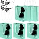 XUWAIDSGN 18 Pieces Blue Party Favor Gift Bags Set 6 Pieces Blue Merchandise Paper Gift Bags with Handles 6 Pcs Pearl Necklace 6 Pcs Retro Heart Sunglasses for Turquoise Party Favors