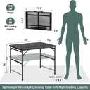 VILLEY Grill Table, 3ft Folding Camping Table with Aluminum Adjustable Legs, Portable Lightweight Camp Table for Beach Picnics and Outdoor Cooking, 3 Feet X 23.6 Inches X 25 Inches