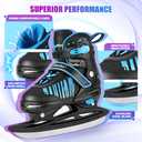 Sitanflex Adjustable Ice Skates for Kids Girls Boys, Kids Ice Hockey Skates for Beginners Ages 4-12, Toddler Ice Skating Shoes with Safety Ankle Support and Soft Padding for Outdoor & Rink, Blue