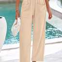 KIRUNDO Harem Pants Women Elastic Waist Wide Leg Palazzo Casual Loose Lightweight Comfy Lounge Baggy Sweatpants Pockets  L