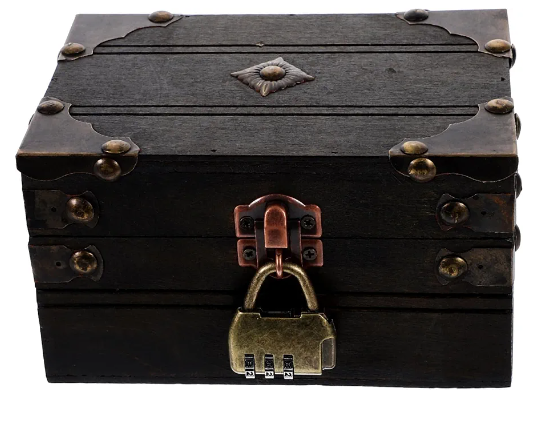 Kichvoe Vintage Wooden Trinket Box - Treasure Jewelry Chest Box with Lock - Jewelry Keepsake Wooden Storage for Home Decor, 6.10x4.33x3.54 Inches