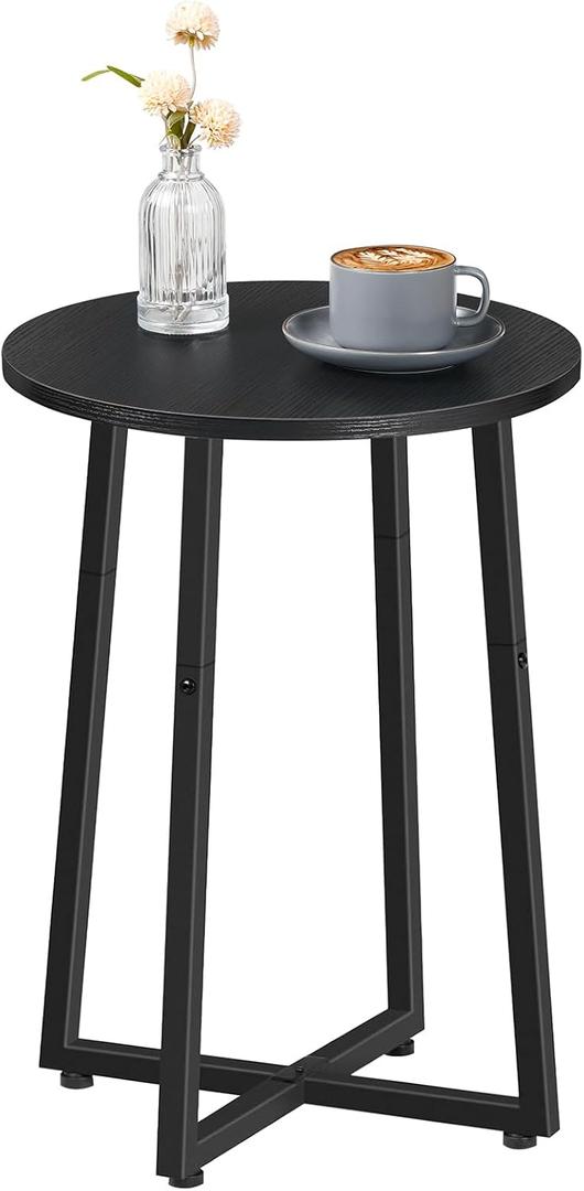 HOOBRO Side Table, Round End Accent Table with Sturdy Metal Frame, 15.7"D x 15.7"W x 21.7"H