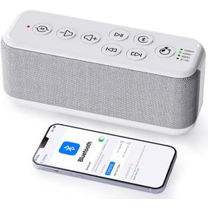 OnLyee White Noise Sound Machine with Bluetooth Speaker, 15 Soothing Sounds for Sleep, Baby & Office Privacy, 3000mAh Rechargeable, Auto-Off Timer, 8-Level Volume (White)