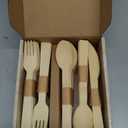 100% Bamboo Heavy Duty Disposable Cutlery [100PK:40 Fork 40 Spoon 20 Knife] Eco Friendly Natural Compostable Biodegradable Utensils | Premium Sustainable Organic alternate to Plastic & Wooden Flatware