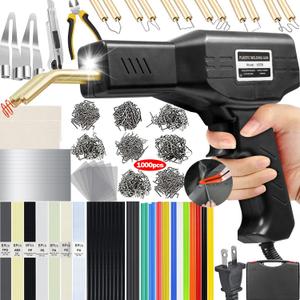 Upgraded 220W Plastic Welder, 2 in 1 Plastic Welding Repair Welder Kit 1000PCS Hot Stapler Soldering Gun with 100PCS Plastics Welding Rods Car Bumper Repair Kit for Most Plastics(Black)
