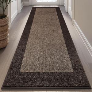 Machine Washable Kitchen Rug 32" x 72", Non Slip Indoor Door Rug, Absorbent Entrance Runner Rug for Bedroom, Hallway, Bathroom, Floor (Roll Packing) (Brown)