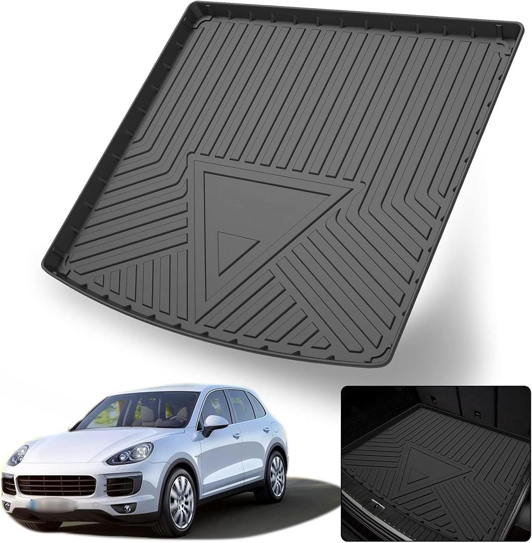 Elsetyler Cargo Liner for 2019-2026 Cayenne - Black TPE All Weather Heavy Duty Waterproof Rear Cargo Tray Trunk Floor Mat Protector Compatible with 2019-2026 Porsche Cayenne (KY)