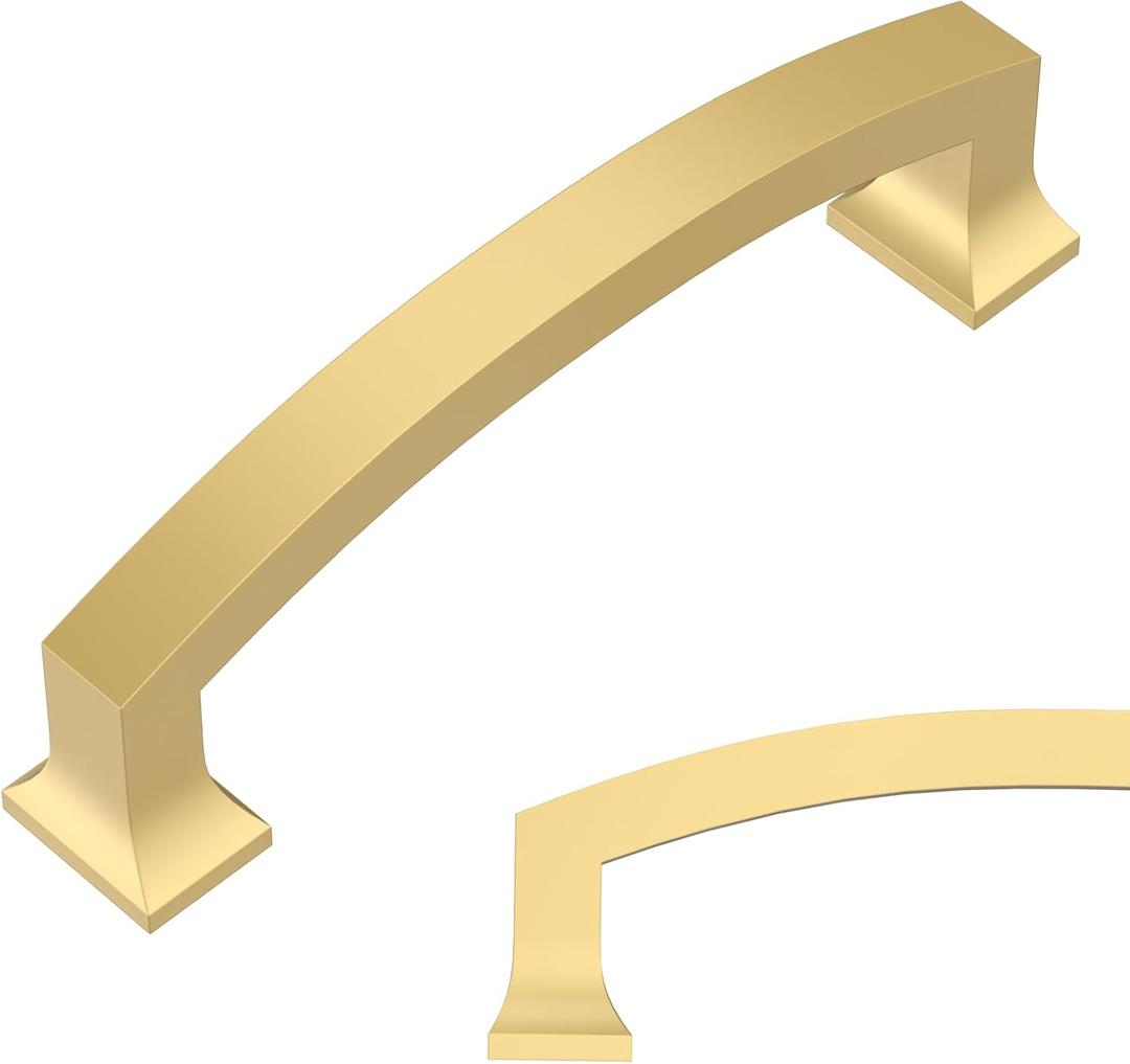Amerdeco 10 Pack Brushed Gold 4 Inch(102mm) Hole Centers Kitchen Cabinet Pulls Cabinet Hardware Kitchen Handles for Cabinets Cupboard Handles Drawer Pulls