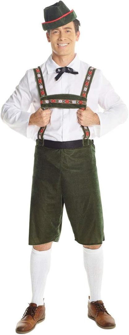 Morph Lederhosen Men Costume, Bavarian Oktoberfest Outfit, German Traditional Attire for Adults, Oktoberfest Outfits Men (Large)