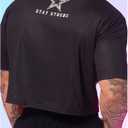 Milumia Men's Number Graphic Jersey Shirt Crop Tops Short Sleeve Loose T Shirts Streetwear (Black, S)