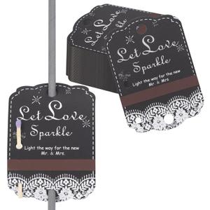 100pcs Rustic White Lace Wedding Sparkler Tags with Match Holder and Striker Send Off Exit Tags for Wedding,Black