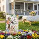 3 x CROWNED BEAUTY Easter Garden Flag He is Risen Cross Bunnies 12x18 Inch Double Sided Floral Holiday Decoration for Outdoor Lawn Yard