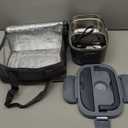 Vabaso Electric Lunch Box for Adults, 80W Heated Lunch Box with Dual 1.5L Stainless Steel Containers, Portable Food Warmer for Men Work Car Truck, 12V/24V/110V/220V - Eternal Gray