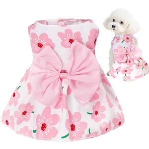Choyaxo Floral Dog Dress Cute Dog Skirt Pet Dress Summer Pet Clothes for Puppy X-Small Cats