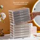 Necklace Holder Organizer, Dustproof Necklace Box Velvet Necklace Organizer Box with Lid Clear Acrylic Dustproof Stackable Jewelry Displays for Necklaces Chain Display (Beige, 5 Drawer)