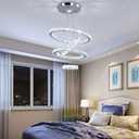 Crystal Chandeliers Modern LED Rings Pendant Light Adjustable Stainless Steel Ceiling Light Fixture for Living Room Dining Room Bedroom (Cool White)