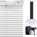 Motorized Blinds Smart Blinds with Remote Control Solar Powered Blinds Window Blinds Cordless Automatic Blinds Electric Blinds Windows Light Filtering Compatible with Google Alexa,White 33" Wx64 H