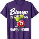 Funny Bingo Game Bingo is My Happy Hour Design T-Shirt (Small)