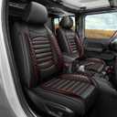 AOMSAZTO Seat Covers Full Set Fit for Jeep Gladiator 2020-2024 2025 2026 Car Seat Covers for Truck Leather Waterproof (Black&Red)