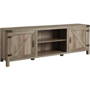 Walker Edison Georgetown Modern Farmhouse Double Barn Door TV Stand for TVs up to 80 Inches, 70 Inch, Grey Wash