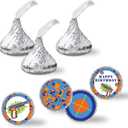 Dart Gun Birthday Party Kiss Sticker Labels, 300 Party Circle Sticker Sized 0.75 for Chocolate Drop Kisses by AmandaCreation, Great for Party Favors, Invitations Envelope Seals & Goodie Bags