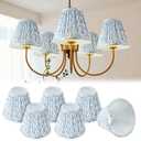 VIHOSE 6 Pcs Pleated Chandelier Lamp Shades 3" Top x 5.5" Bottom x 4.7" Slant Small Lampshades Clip on Bulb Classic Pleated Style Bulb Covers for Wall Sconces Pendant Lighting (Blue Tree)