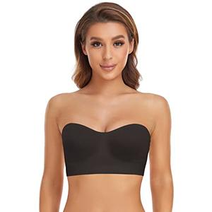 Lusait Strapless Bra for Women Non-Slip Silicone Padded Bandeau Bra Wireless Tube Top Bralette Black Small Lusait Strapless Bra for Women Non-Slip Silicone Padded Bandeau Bra Wireless Tube Top Bralette Black Small